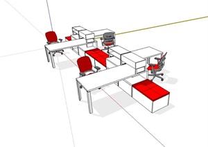 详细完整办公桌椅SU(草图大师)模型