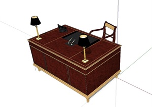 欧式详细完整的办公桌椅SU(草图大师)模型