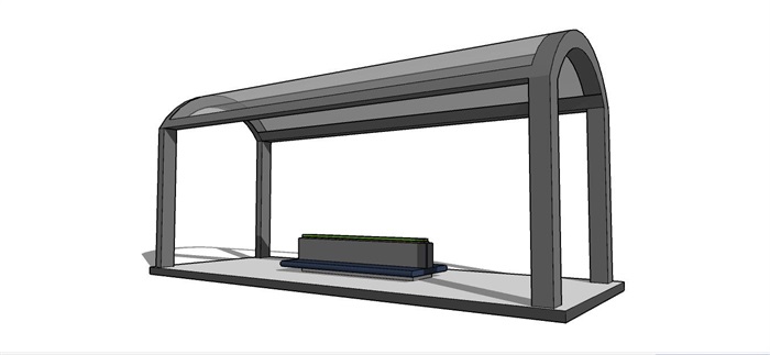 现代公交车站简单su模型