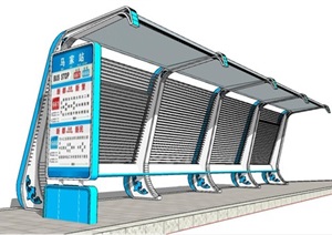 公交车站廊架素材设计SU(草图大师)模型