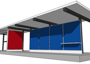 现代简单公交车站SU(草图大师)模型