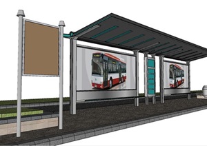 现代公交车站廊架素材设计SU(草图大师)模型