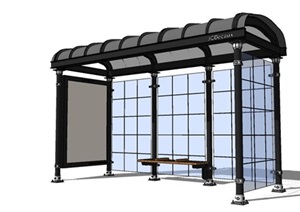 现代公交车站简单设计SU(草图大师)模型