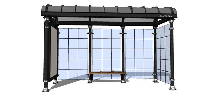 现代公交车站简单设计su模型