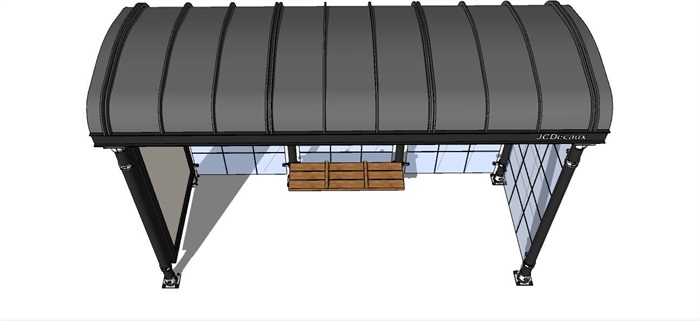 现代公交车站简单设计su模型