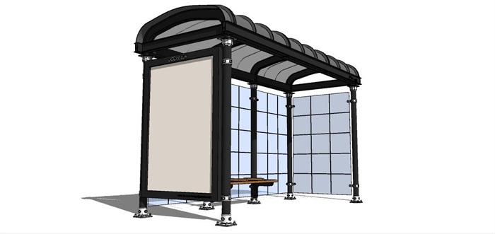 现代公交车站简单设计su模型