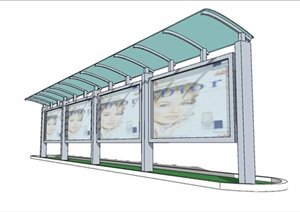 现代公交车站详细设计SU(草图大师)模型