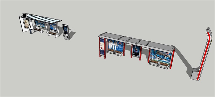 三套小型站亭SU模型