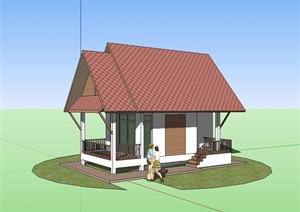 精品单层房子设计SU(草图大师)模型