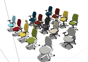 办公室多个不同办公椅SU(草图大师)模型