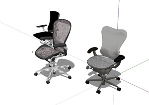 三种不同的办公椅素材设计SU(草图大师)模型
