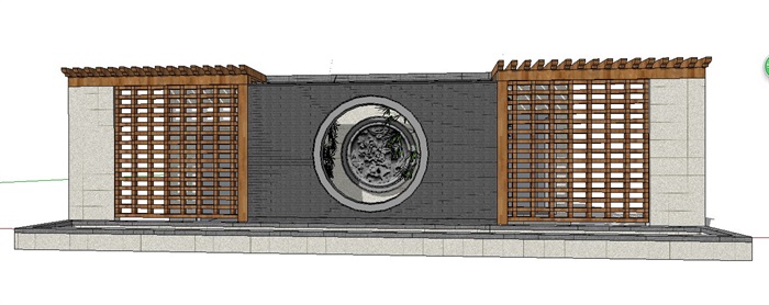 中式镂空景观墙素材su模型(1)