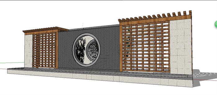 中式镂空景观墙素材su模型(2)