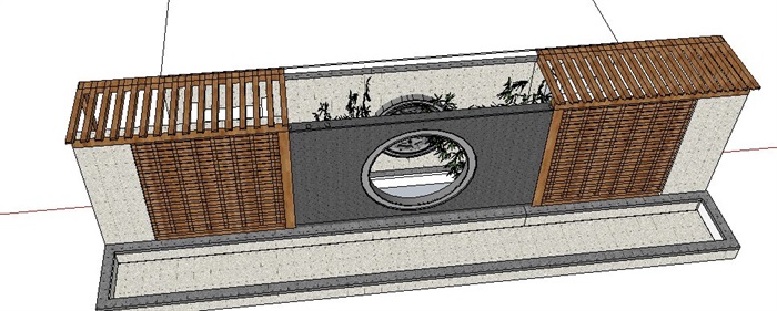 中式镂空景观墙素材su模型(4)