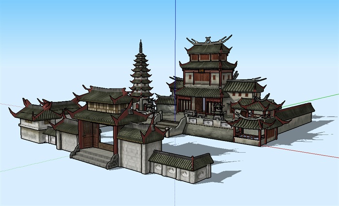 古建寺庙详细素材su模型