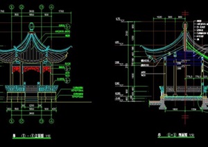 古典六角亭详细完整设计cad施工图