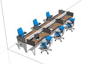 精致完整的办公桌椅SU(草图大师)模型