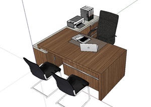 经典的办公桌椅素材设计SU(草图大师)模型