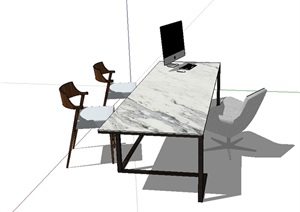简约室内办公桌椅素材SU(草图大师)模型