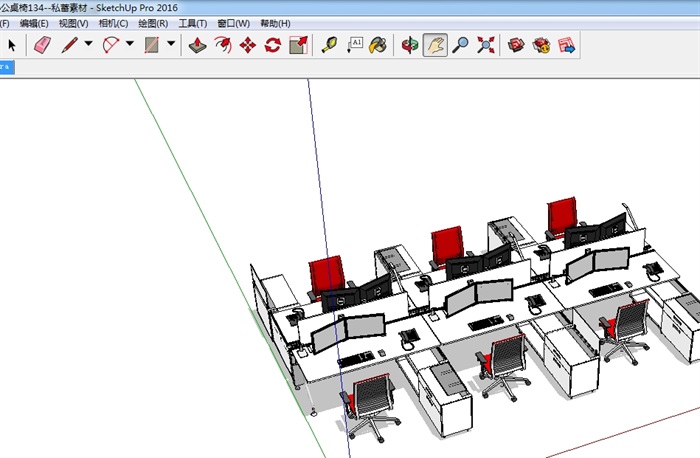 办公电脑桌椅素材设计su模型(2)