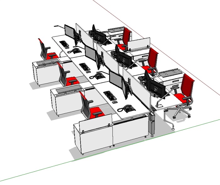 办公电脑桌椅素材设计su模型(3)