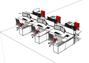 办公电脑桌椅素材设计SU(草图大师)模型