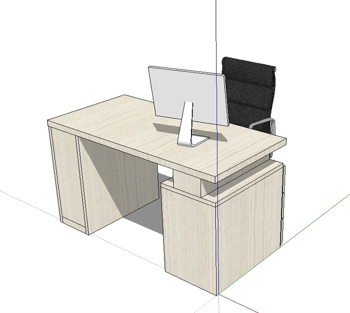 某室内详细办公桌椅素材su模型(1)