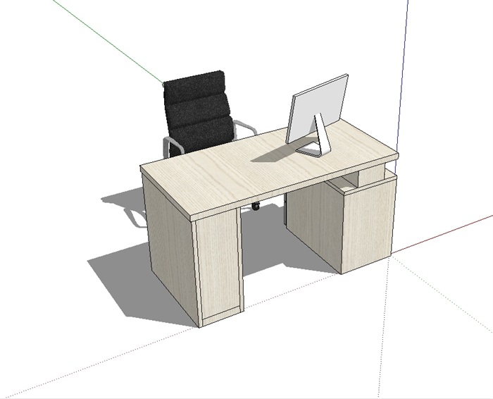 某室内详细办公桌椅素材su模型(2)