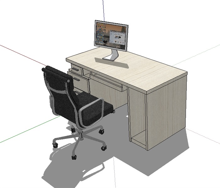 某室内详细办公桌椅素材su模型(3)