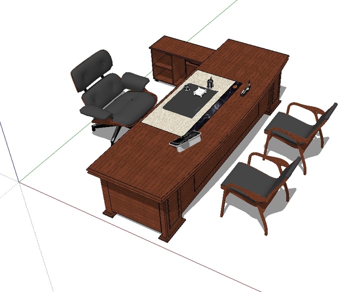 老板办公室内桌椅素材设计su模型[原创]