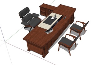 老板办公室内桌椅素材设计SU(草图大师)模型