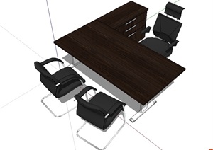 室内现代办公桌椅设计SU(草图大师)模型