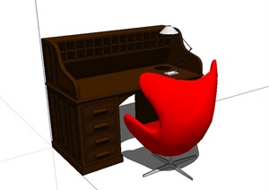 某新的室内办公桌椅素材设计SU(草图大师)模型
