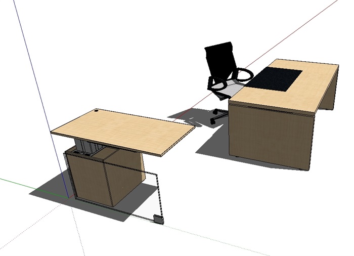某室内办公桌椅组合素材su模型(2)
