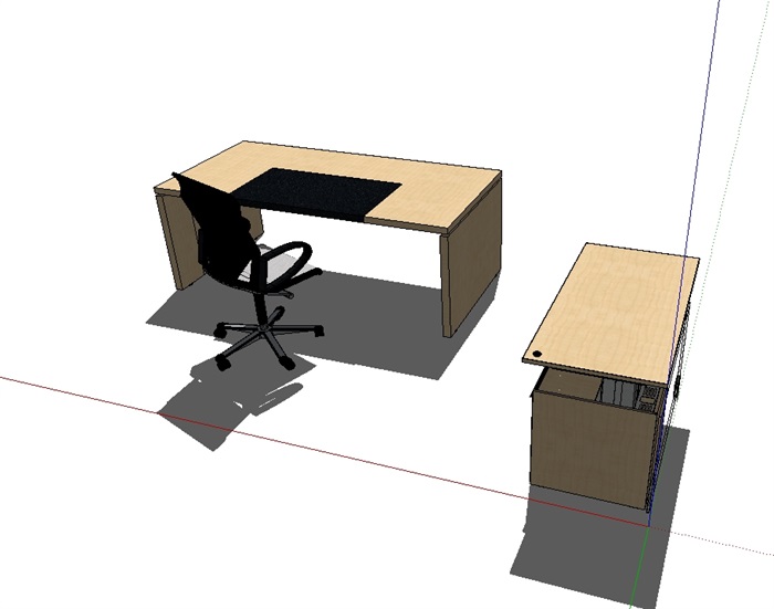 某室内办公桌椅组合素材su模型(3)
