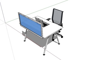 某室内简约办公桌椅组合SU(草图大师)模型