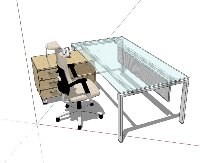 现代简约室内办公桌椅su模型(1)