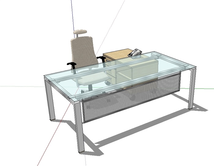 现代简约室内办公桌椅su模型(2)