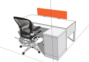 某简单的办公桌椅SU(草图大师)模型