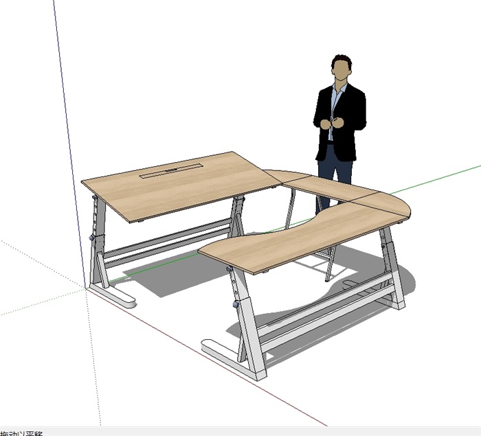 办公桌独特设计su模型(1)