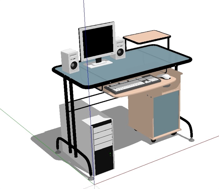 电脑办公桌素材设计su模型(2)