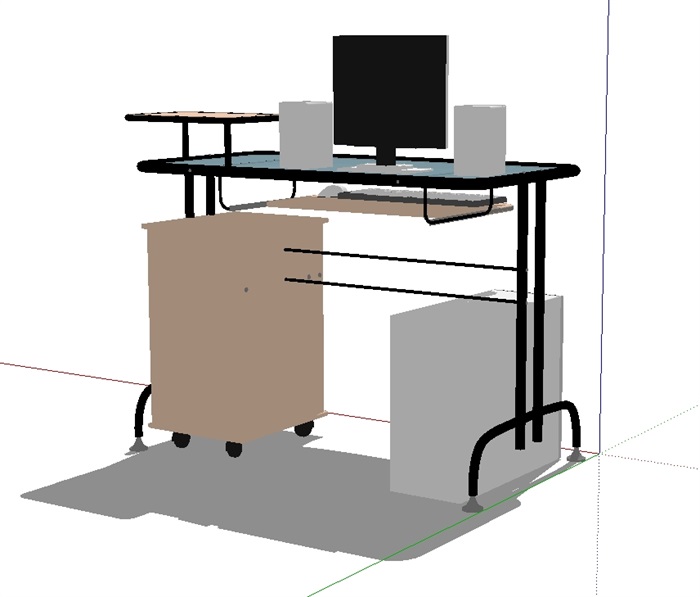 电脑办公桌素材设计su模型(3)