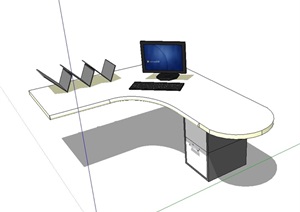 某室内电脑办公桌素材SU(草图大师)模型