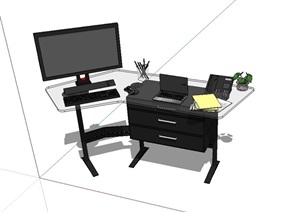 电脑办公桌家具素材设计SU(草图大师)模型
