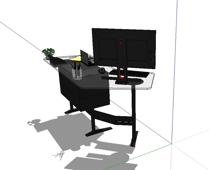 电脑办公桌家具素材设计su模型(3)