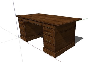 现代木桌办公桌素材SU(草图大师)模型