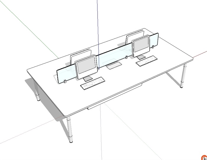 某室内办公桌素材su模型(1)