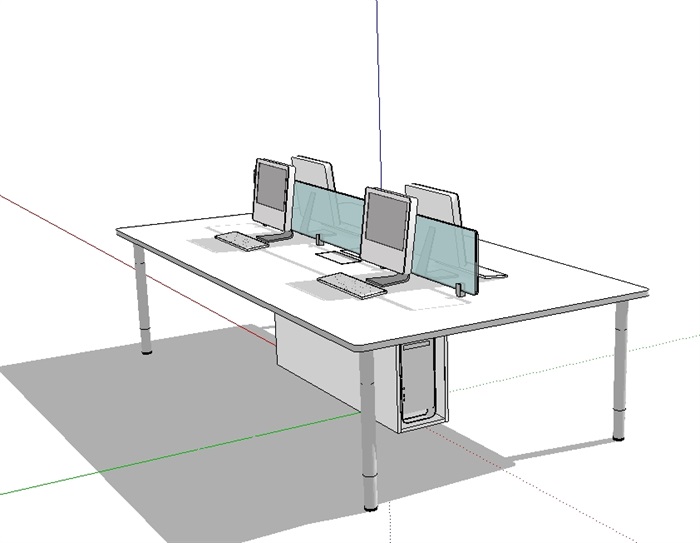 某室内办公桌素材su模型(2)