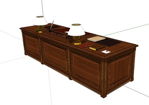 经典室内老板办公桌设计SU(草图大师)模型