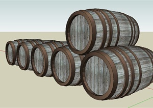 木质酒桶模型